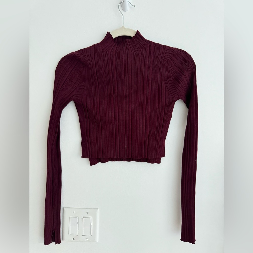 AllSaints burgundy cropped sweater